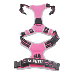 M-Pets Hiking Reflektörlü Köpek Göğüs Tasması Pembe Medium 40-75 Cm - Thumbnail