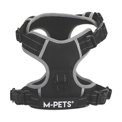 M-Pets Hiking Reflektörlü Köpek Göğüs Tasması Siyah Large 45-95 Cm - Thumbnail