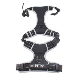 M-Pets Hiking Reflektörlü Köpek Göğüs Tasması Siyah Large 45-95 Cm - Thumbnail