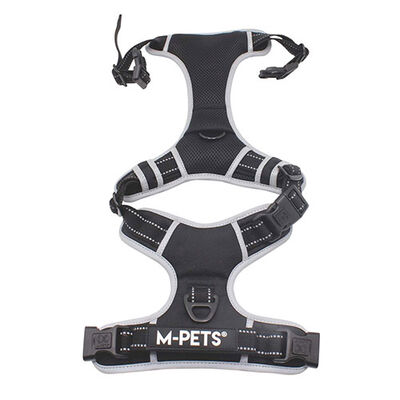M-Pets Hiking Reflektörlü Köpek Göğüs Tasması Siyah Medium 40-75 Cm 