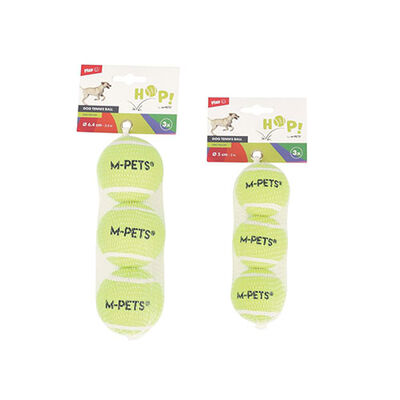 M-Pets Hop Tenis Topu Köpek Oyuncağı Sarı 3'lü 6,4 Cm 