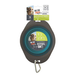 M-Pets - M-Pets Kedi ve Köpekler İçin Katlanır Silikon Mama ve Su Kabı Mavi 420 Ml 