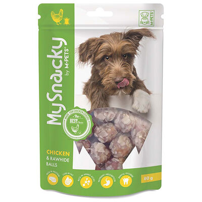 M-Pets My Snacky Tavuk ve Sığır Derili Top Köpek Ödül Maması 80 Gr 