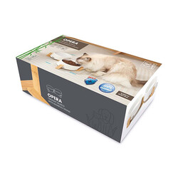 M-Pets - M-Pets Opera Bamboo Standlı Seramik Kedi Mama Kabı Beyaz 2x850 Ml 