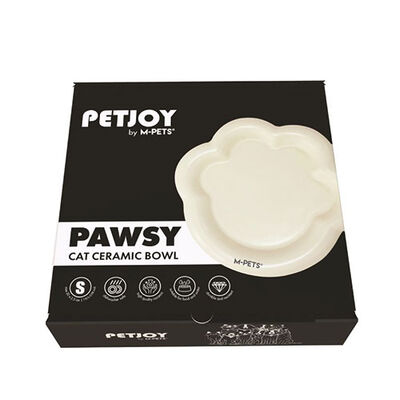 M-Pets Pawsy Seramik Kedi ve Köpek Mama Kabı Beyaz 175 Ml 