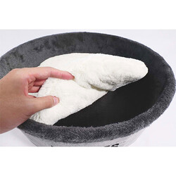 M-Pets Round Elevated Ahşap Ayaklı Kedi Yatağı Gri 47x47x26 Cm - Thumbnail