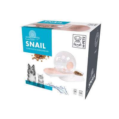 M-Pets Snail Hazneli Kedi ve Köpek Mama ve Su Kabı Pembe 2800 Ml 
