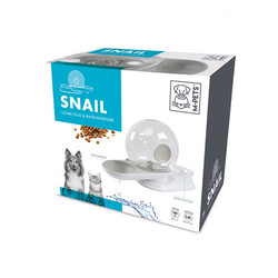 M-Pets - M-Pets Snail Hazneli Kedi ve Köpek Su ve Mama Kabı Beyaz 2800 Ml 