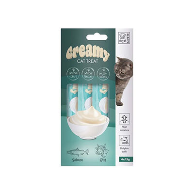 M-Pets Somonlu ve Biftekli Krema Kedi Ödül Maması 4x15 Gr 