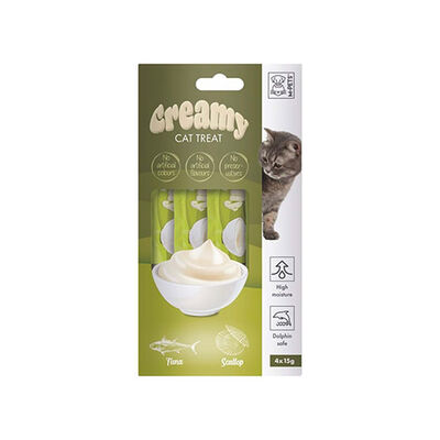 M-Pets Ton Balıklı ve Deniz Taraklı Krema Kedi Ödül Maması 4x15 Gr 