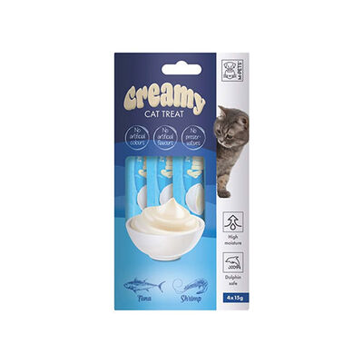 M-Pets Ton Balıklı ve Karidesli Krema Kedi Ödül Maması 4x15 Gr 