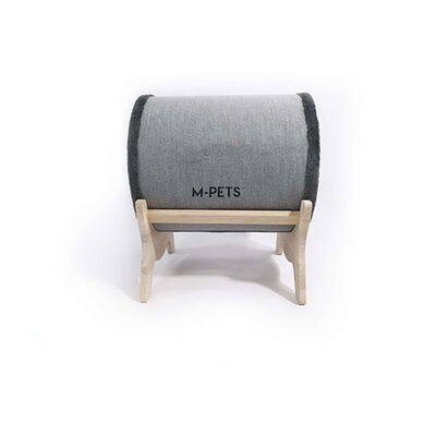 M-Pets Tunnel Elevated Ahşap Ayaklı Kedi Yatağı Gri 47x47x26 Cm 