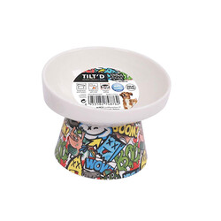 M-Pets Urban Style Seramik Kedi Mama ve Su Kabı Color Mix 250 Ml 12x12,5x9,5 Cm - Thumbnail