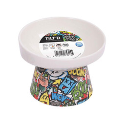 M-Pets Urban Style Seramik Kedi Mama ve Su Kabı Color Mix 350 Ml 14,5x14,5x11,5 Cm - Thumbnail