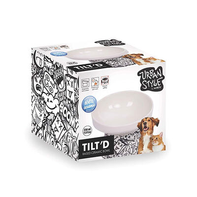 M-Pets Urban Style Seramik Kedi Mama ve Su Kabı Siyah Beyaz 350 Ml 15x14,5x11,5 Cm 