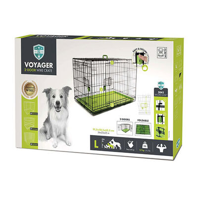 M-Pets Voyager 2 Kapılı Köpek Kafesi Large Yeşil 91x58x63 Cm 