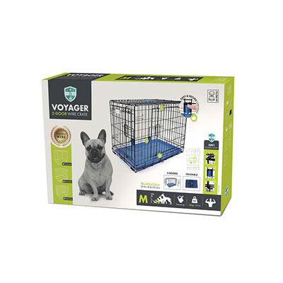 M-Pets Voyager 2 Kapılı Köpek Kafesi Medium Mavi 76x48x53 Cm 