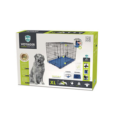 M-Pets Voyager 2 Kapılı Köpek Kafesi XLarge Mavi 106x71x76 Cm 