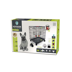 M-Pets - M-Pets Voyager Tekerlekli 2 Kapılı Köpek Kafesi Medium Siyah 76x48x53 Cm 