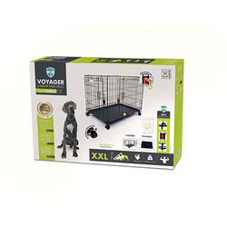 M-Pets - M-Pets Voyager Tekerlekli 2 Kapılı Köpek Kafesi XXLarge Siyah 122x76x84 Cm 