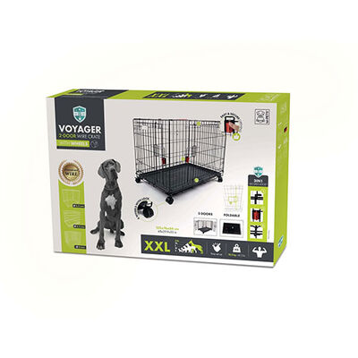 M-Pets Voyager Tekerlekli 2 Kapılı Köpek Kafesi XXLarge Siyah 122x76x84 Cm 