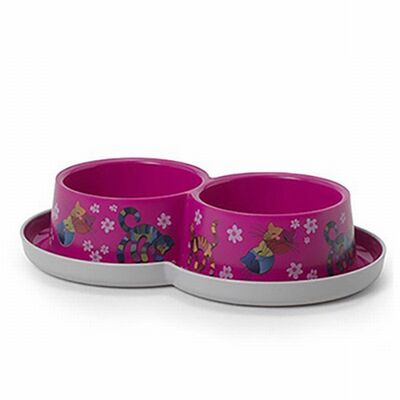 Moderna Trendy Friends Kedi Mama Su Kabı Fuşya 2x350 Ml