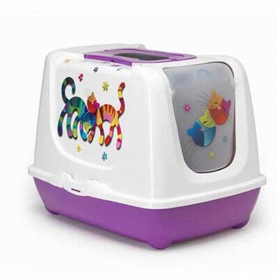 Moderna Trendy Kapalı Kedi Tuvaleti Fuşya 50 Cm