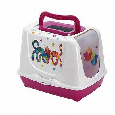 Moderna Trendy Friends Kapalı Kedi Tuvaleti Fuşya 57 Cm
