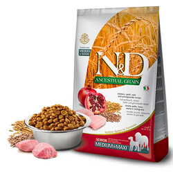ND - N&D Ancestral Grain Senior Tavuklu Narlı Orta ve Büyük Irk Düşük Tahıllı Yaşlı Köpek Maması 12 Kg 
