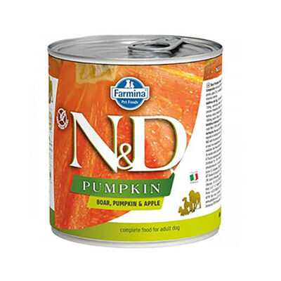 N&D Pumpkn Balkabaklı Yaban Domuzlu ve Elmalı Tahılsız Yetişkin Köpek Konservesi 285 Gr