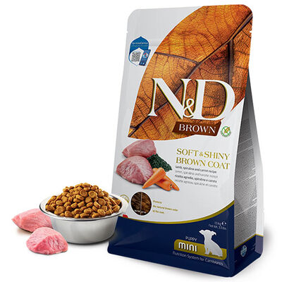 N&D Brown Kuzu Etli ve Spirulinalı Küçük Irk Yavru Köpek Maması 1,5 kg 
