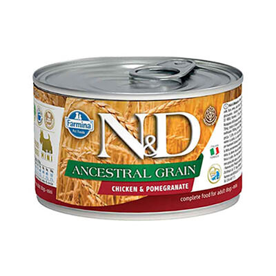 N&D Ancestral Grain Tavuklu Narlı Küçük Irk Düşük Tahıllı Yetişkin Köpek Konservesi 140 Gr