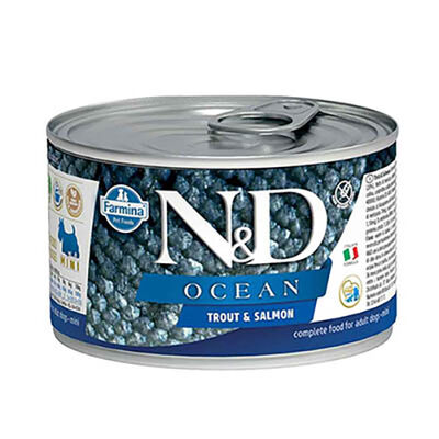 N&D Ocean Alabalık ve Somon Balıklı Küçük Irk Tahılsız Yetişkin Köpek Konservesi 140 Gr