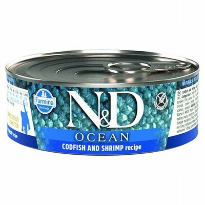 N&D Ocean Pumpkin Balkabaklı Morina Balıklı Karidesli Tahılsız Yavru Kedi Konservesi 6 Adet 80 Gr 