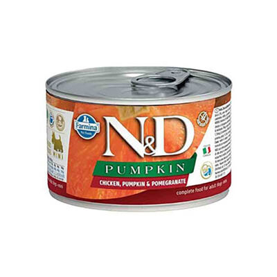 N&D Pumpkin Balkabaklı Tavuklu ve Narlı Küçük Irk Tahılsız Yetişkin Köpek Konservesi 140 Gr