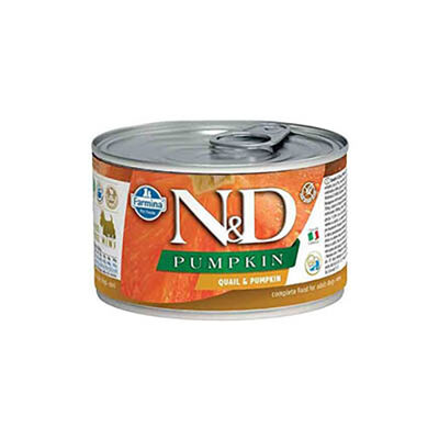 N&D Pumpkin Balkabaklı ve Bıldırcınlı Küçük Irk Tahılsız Yetişkin Köpek Konservesi 140 Gr