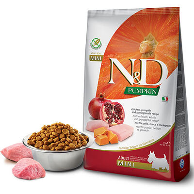 N&D Pumpkin Balkabaklı Tavuklu Narlı Küçük Irk Tahılsız Yetişkin Köpek Maması 7 Kg 