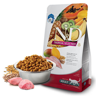 N&D Tropical Selection Tavuklu ve Tropikal Meyveli Yetişkin Kedi Maması 1,5 Kg 