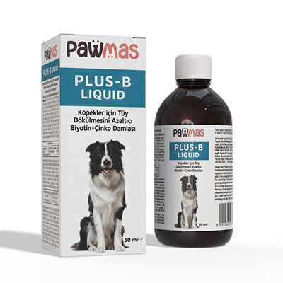 Pawmas Plus-B Liquid Köpekler için Tüy Dökülmesini Azaltıcı Biyotin ve Çinko Damlası 50 Ml 