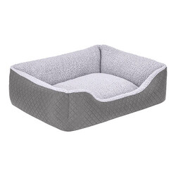 Pet Comfort Bravo Duo Kedi ve Köpek Yatağı Gri Gri Peluş Small 55x45 Cm - Thumbnail