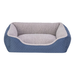 Pet Comfort Bravo Duo Kedi ve Köpek Yatağı Mavi Gri Peluş Small 55x45 Cm - Thumbnail