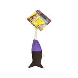 Pet Comfort - Pet Comfort İpli Balık Su Geçirmez Kedi Oyuncağı Kahve Mor 6x24 Cm