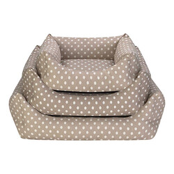 Pet Comfort Uniform Bej Puantiyeli Kedi ve Köpek Yatağı Medium 70x60 Cm - Thumbnail