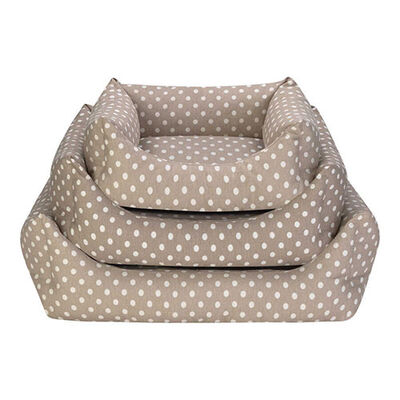 Pet Comfort Uniform Bej Puantiyeli Kedi ve Köpek Yatağı Medium 70x60 Cm 