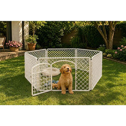 PetButik Pet Butik Plastik Köpek Oyun Bahçesi Çiti 6'lı Panel 90x60 Cm - Thumbnail