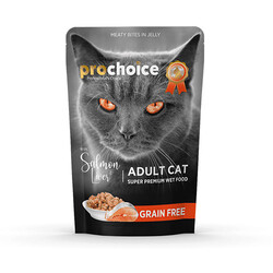 Pro Choice Pouch Somonlu ve Ciğerli Tahılsız Yetişkin Kedi Konservesi 85 Gr - Thumbnail