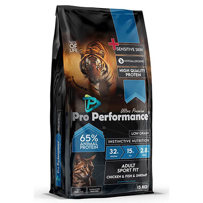 Pro Performance Kızlıcıklı Tavuklu Karidesli ve Somonlu Yetişkin Kedi Maması 15 Kg 