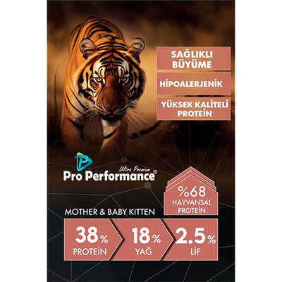 Pro Performance Mother Baby Kitten Somonlu ve Pirinçli Anne Yavru Kedi Maması 2 Kg 