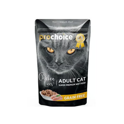 Pro Choice Pouch Tavuklu ve Ciğerli Tahılsız Yetişkin Kedi Konservesi 85 Gr 