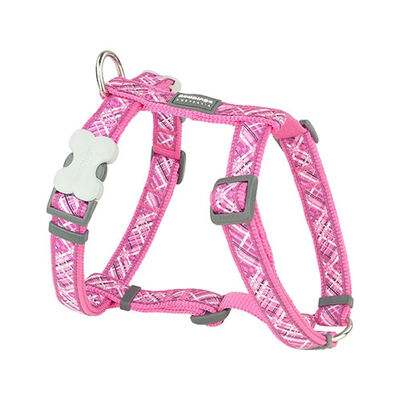 Reddingo Flanno Desenli Pembe Köpek Göğüs Tasması Large 25 Mm 